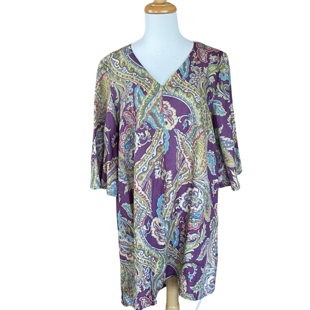 Bryn Walker Linen Paisley Tunic Purple XS